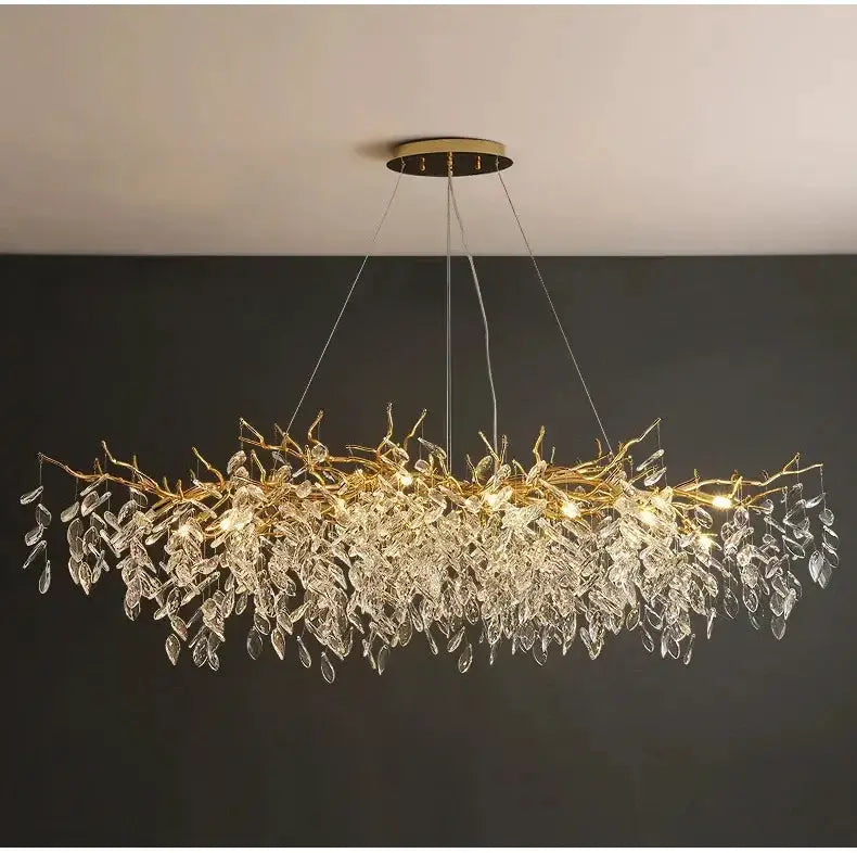 Chandelier: modern gold crystal LED branch chandelier with crystal droplets Decorbites on Tampa Home & Garden Store
