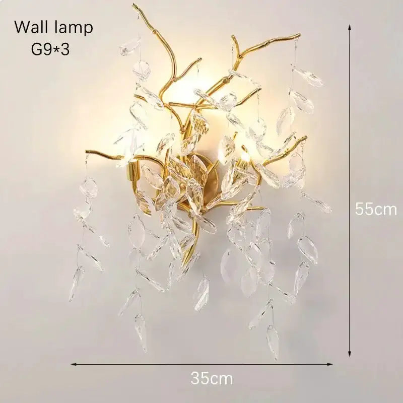 Chandelier Decorbites gold crystal LED branch with crystal prisms for dining room on Tampa Home & Garden Store