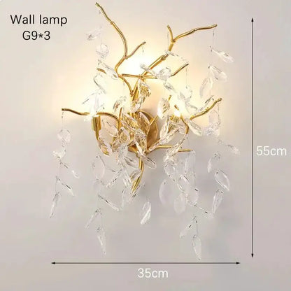 Chandelier Decorbites gold crystal LED branch with crystal prisms for dining room on Tampa Home & Garden Store