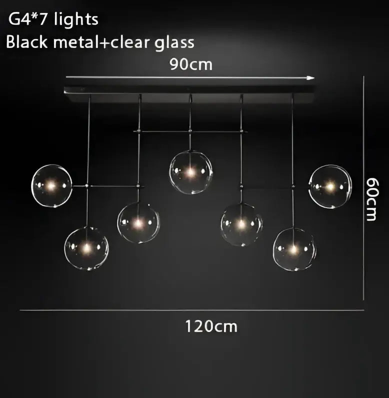 Chandelier Modern gold glass bubble starburst with clear globes, Decorbites dining light on Tampa Home & Garden Store