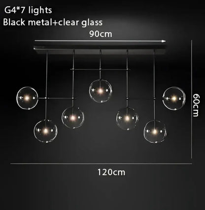 Chandelier Modern gold glass bubble starburst with clear globes, Decorbites dining light on Tampa Home & Garden Store