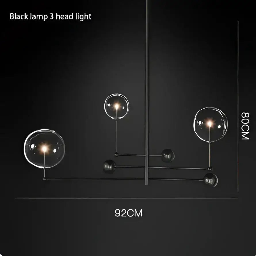 Chandelier Modern gold glass bubble starburst by Decorbites, black metal frame, 92cm wide on Tampa Home & Garden Store