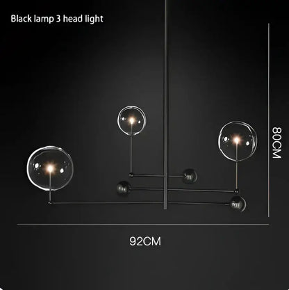 Chandelier Modern gold glass bubble starburst by Decorbites, black metal frame, 92cm wide on Tampa Home & Garden Store