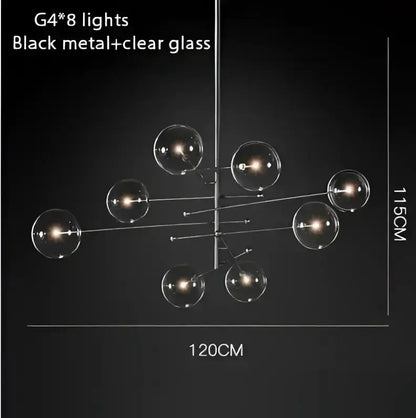 Chandelier Decorbites 8-light black metal with clear glass bubbles for dining room on Tampa Home & Garden Store