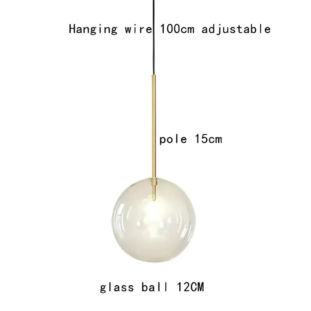 Gold glass bubble chandelier with 12cm ball and stem, hanging wire on Tampa Home & Garden Store