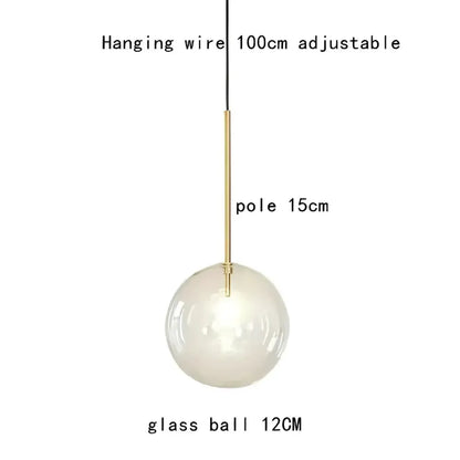 Gold glass bubble chandelier with 12cm ball and stem, hanging wire on Tampa Home & Garden Store