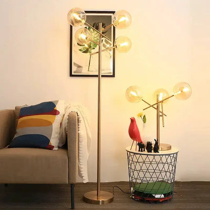 Chandelier Decorbites: modern gold glass bubble starburst dining light with globe bulbs on Tampa Home & Garden Store