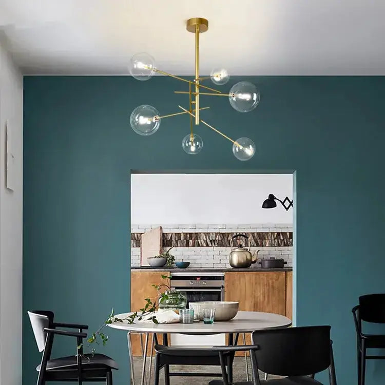 Chandelier Modern gold glass bubble starburst by Decorbites, sputnik dining room light on Tampa Home & Garden Store