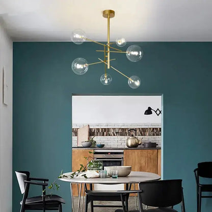 Chandelier Modern gold glass bubble starburst by Decorbites, sputnik dining room light on Tampa Home & Garden Store