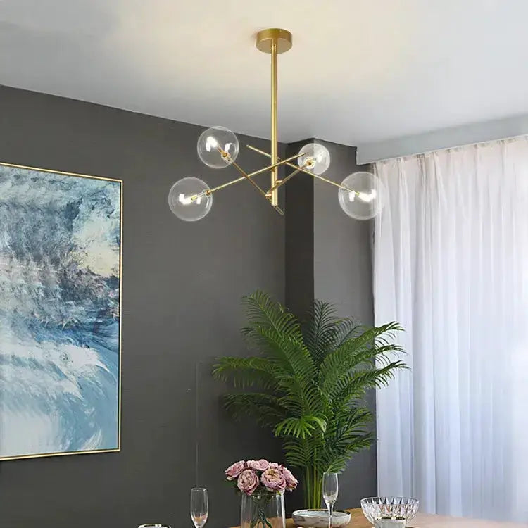 Chandelier Decorbites modern gold glass bubble starburst dining room light with 5 glass globes on Tampa Home & Garden Store