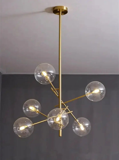 Chandelier modern gold glass bubble starburst with globe arms Decorbites dining light on Tampa Home & Garden Store