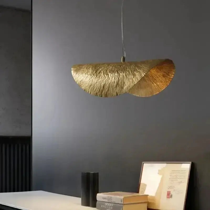 Modern gold lotus leaf pendant light by Decorbites for dining room chandelier on Tampa Home & Garden Store