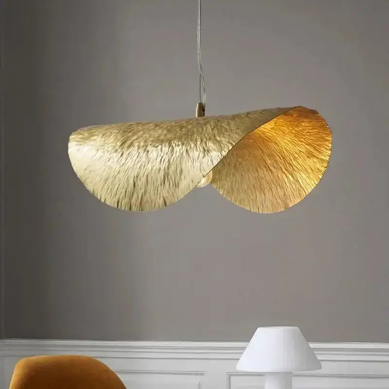Modern gold lotus leaf pendant light by Decorbites with overlapping petals for dining on Tampa Home & Garden Store
