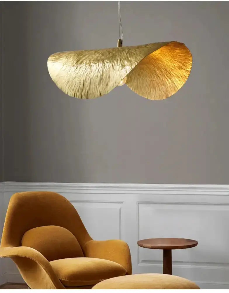 Modern gold lotus leaf pendant light by Decorbites, petal shade for dining room on Tampa Home & Garden Store