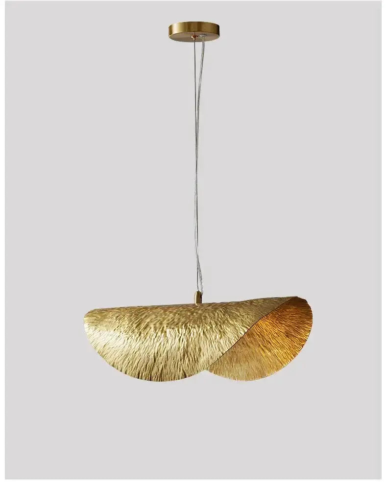 Modern gold lotus leaf pendant light by Decorbites, dual overlapping leaf pendants on Tampa Home & Garden Store