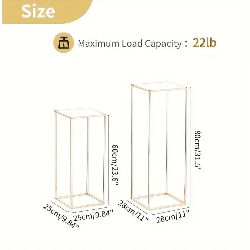 Gold metal flower stand by Decorbites; two frame stands, small 60cm tall and large 80cm tall on Tampa Home & Garden Store