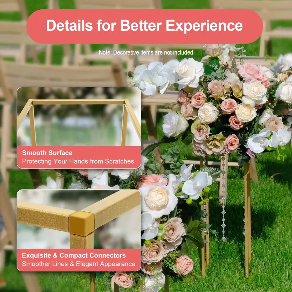 Gold metal flower stands set of 10, 23-inch tall, Decorbites party supplies on Tampa Home & Garden Store