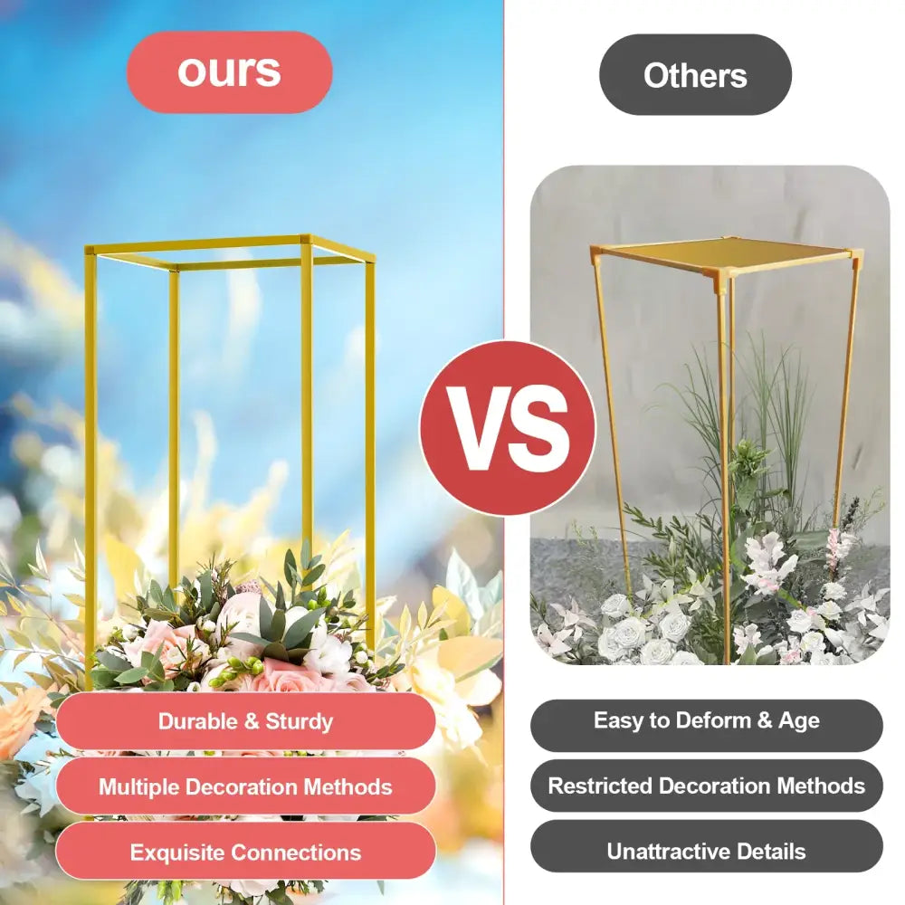 Gold metal flower stand set of 10, 23-inch, Decorbites for party decor on Tampa Home & Garden Store