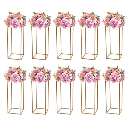 Gold metal flower stands set of 10, 23-inch with pink blooms, Decorbites party supplies on Tampa Home & Garden Store