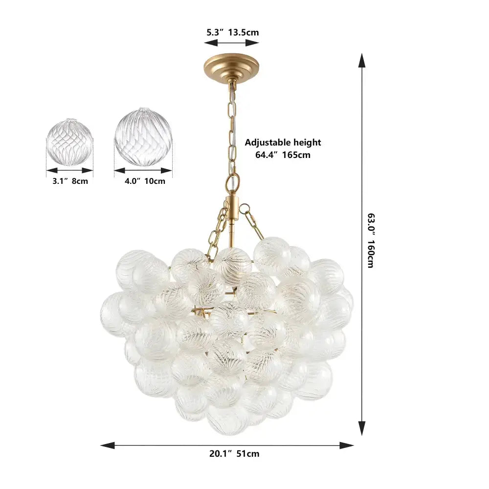 Chandelier Decorbites gold bubble glass pendant light with adjustable height and clear spheres on Tampa Home & Garden Store