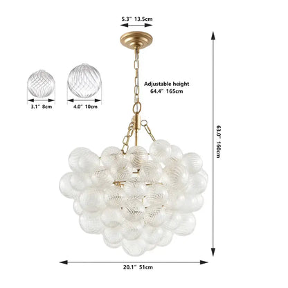 Chandelier Decorbites gold bubble glass pendant light with adjustable height and clear spheres on Tampa Home & Garden Store