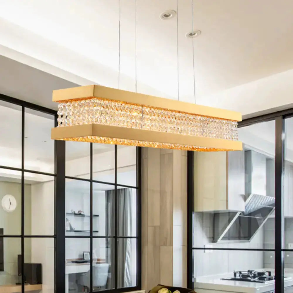 Contemporary gold crystal pendant light fixture with rectangular frames, Decorbites 110–120V on Tampa Home & Garden Store