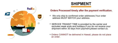 Gold Wedding Vase Stand shipment infographic with FedEx/UPS logos and SHIPMENT bullets on Tampa Home & Garden Store