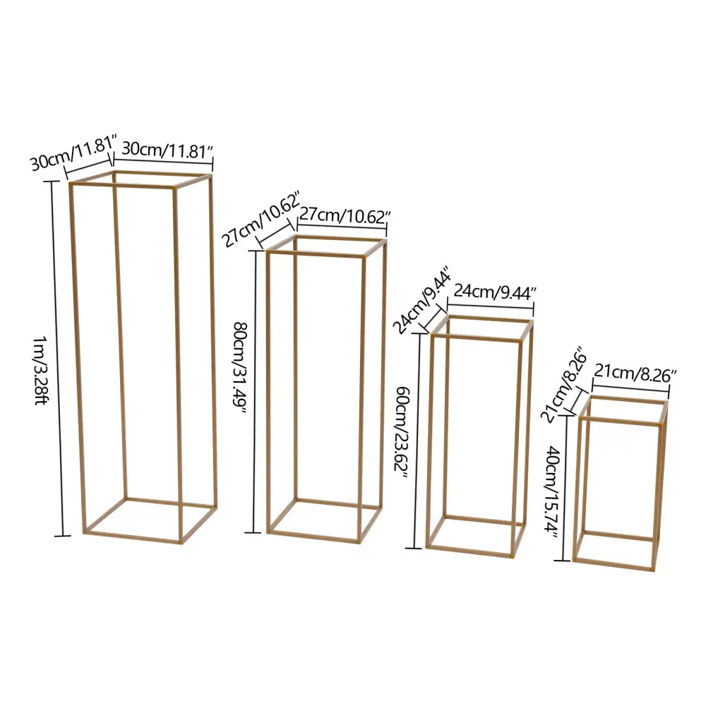 Gold Wedding Vase Stand set of 4 metal frames in varying heights by Decorbites on Tampa Home & Garden Store