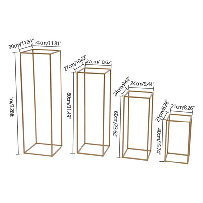 Gold Wedding Vase Stand set of 4 metal frames in varying heights by Decorbites on Tampa Home & Garden Store