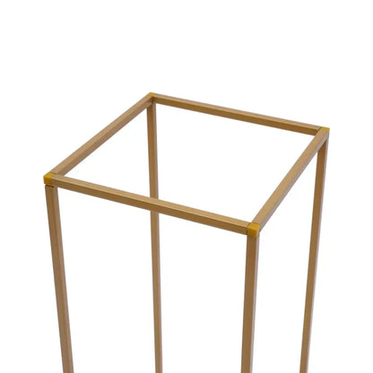Gold wedding vase stand by Decorbites, square-frame metal with four slender legs on Tampa Home & Garden Store