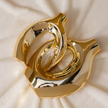 Golden ceramic flower vase Decorbites, metallic gold sculptural vase with petal accents on Tampa Home & Garden Store