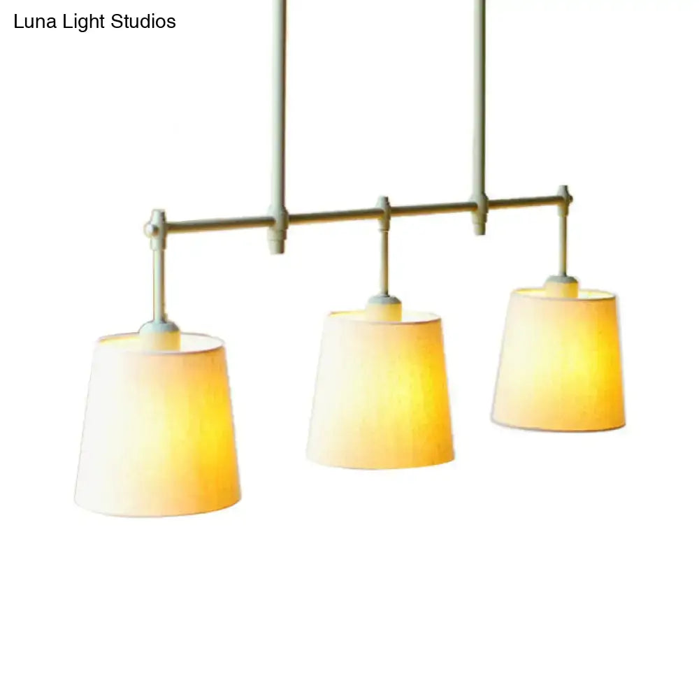 Beige gray ceiling light fixture with three fabric shades by Decorbites on Tampa Home & Garden Store