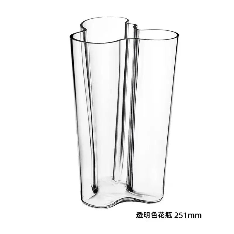 Emerald Glass Wavy Vase clear glass by Decorbites, 251mm tall on Tampa Home & Garden Store