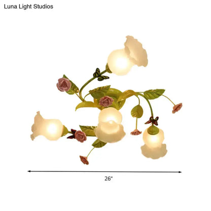 Floral Pink and Green Butterfly Ceiling Light