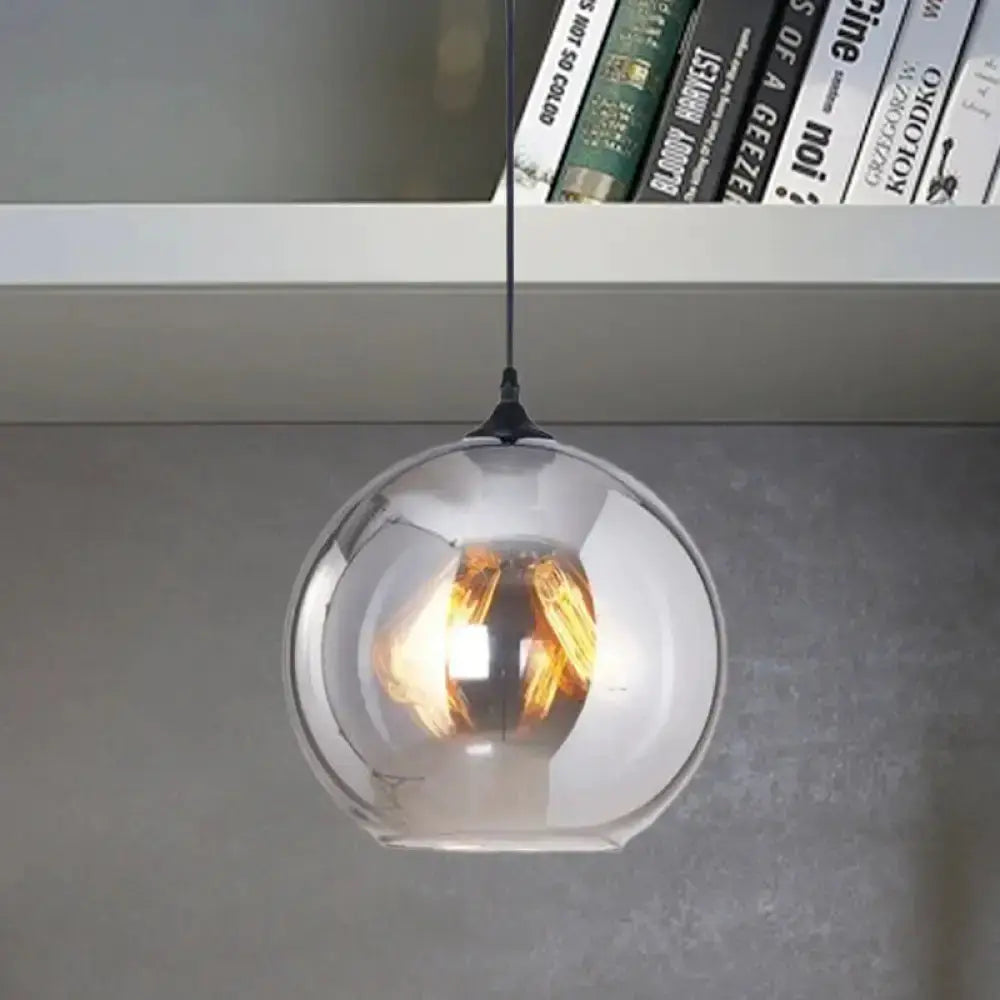 Industrial grey glass spherical pendant light with warm Edison bulb, Decorbites kitchen fixture on Tampa Home & Garden Store