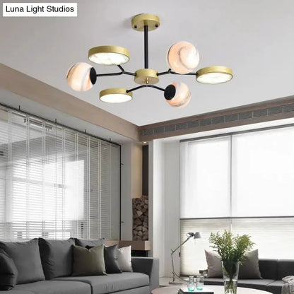 modern hand blown glass gold chandelier six-arm living room pendant light by Luna Light Studios on Tampa Home & Garden Store