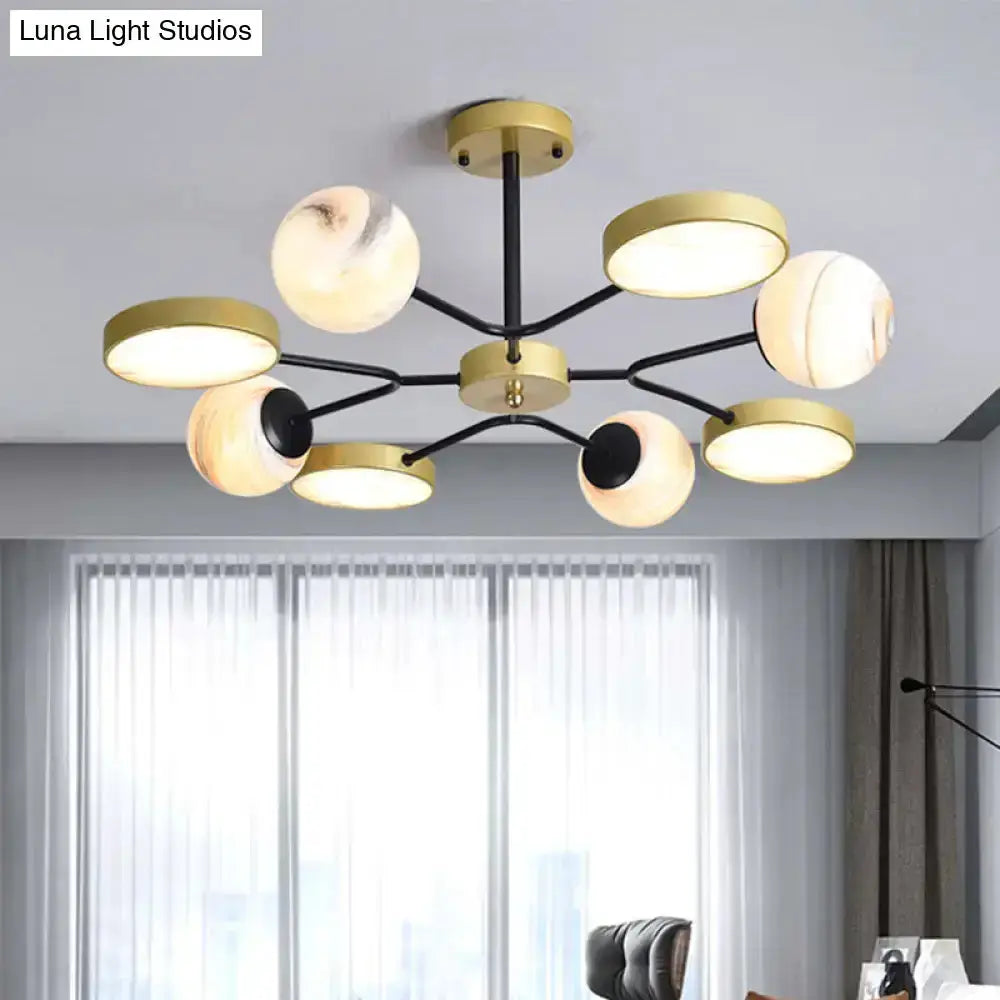 Modern hand blown glass gold chandelier living room pendant light with black metal arms on Tampa Home & Garden Store