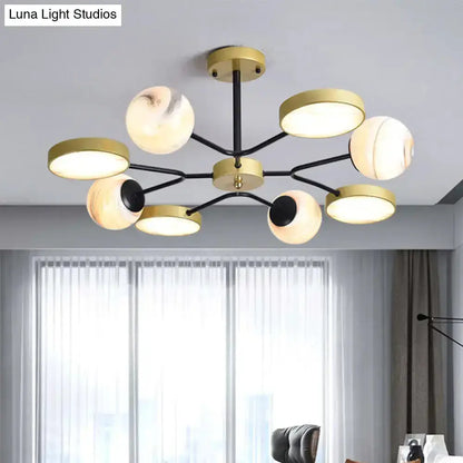 Modern hand blown glass gold chandelier living room pendant light with black metal arms on Tampa Home & Garden Store
