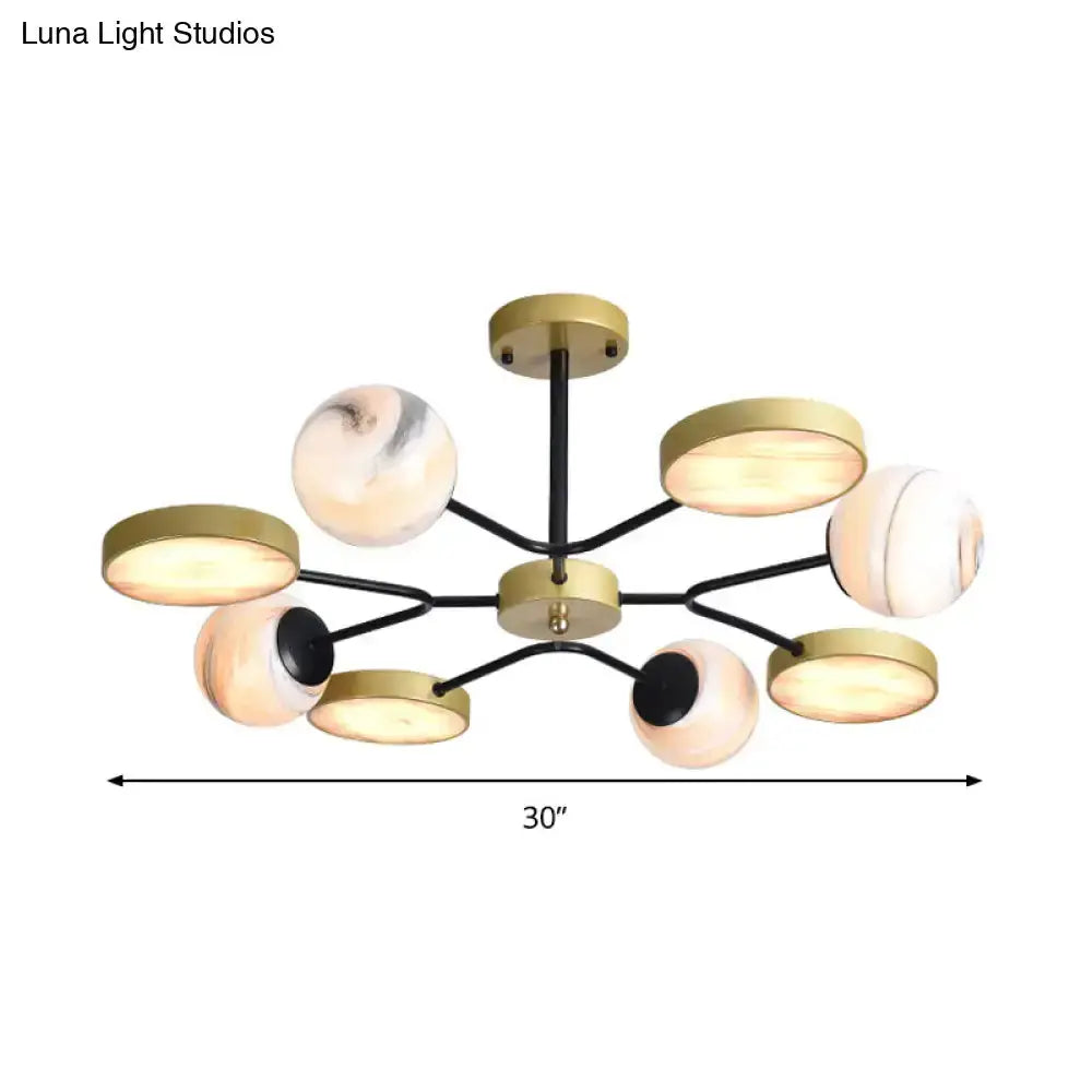 Modern hand blown glass gold chandelier living room pendant light marble globes Decorbites on Tampa Home & Garden Store