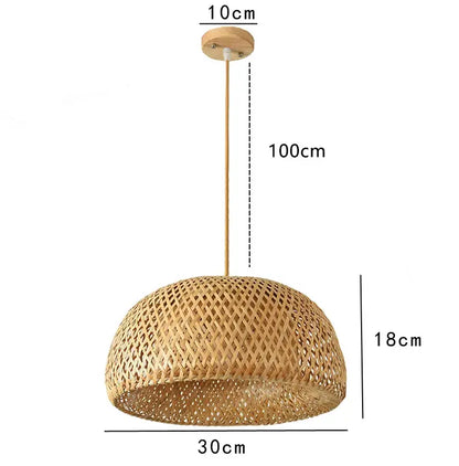Decorbites Bamboo Chinese Pendant Light, woven bamboo dome, 30cm dia, hanging pendant on Tampa Home & Garden Store