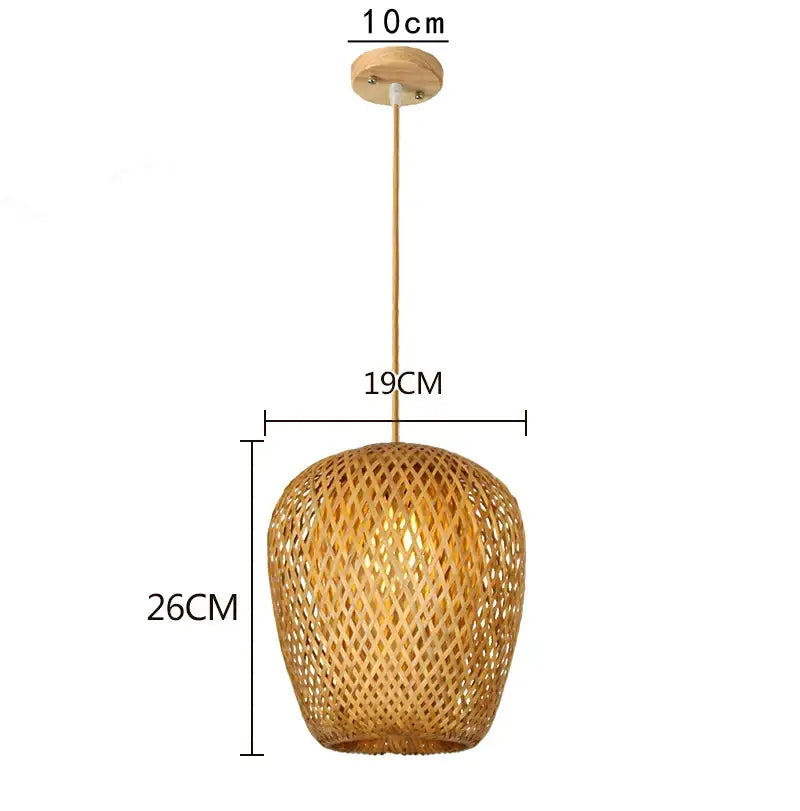 Decorbites Bamboo Chinese Pendant Light, woven bamboo shade, natural wood tone on Tampa Home & Garden Store