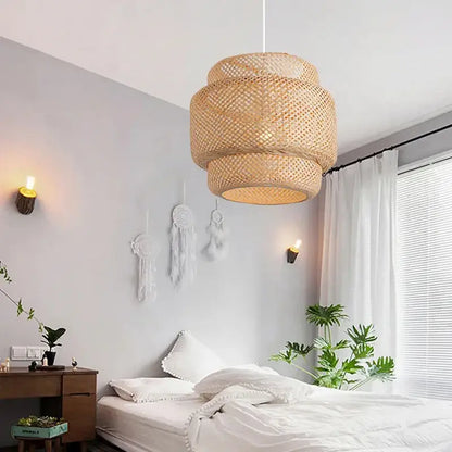 Bamboo Chinese Pendant Light by Decorbites, natural woven rattan shade, ceiling pendant on Tampa Home & Garden Store