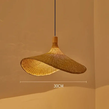 Bamboo Chinese Pendant Light by Decorbites, woven bamboo shade with warm glow, 30CM on Tampa Home & Garden Store