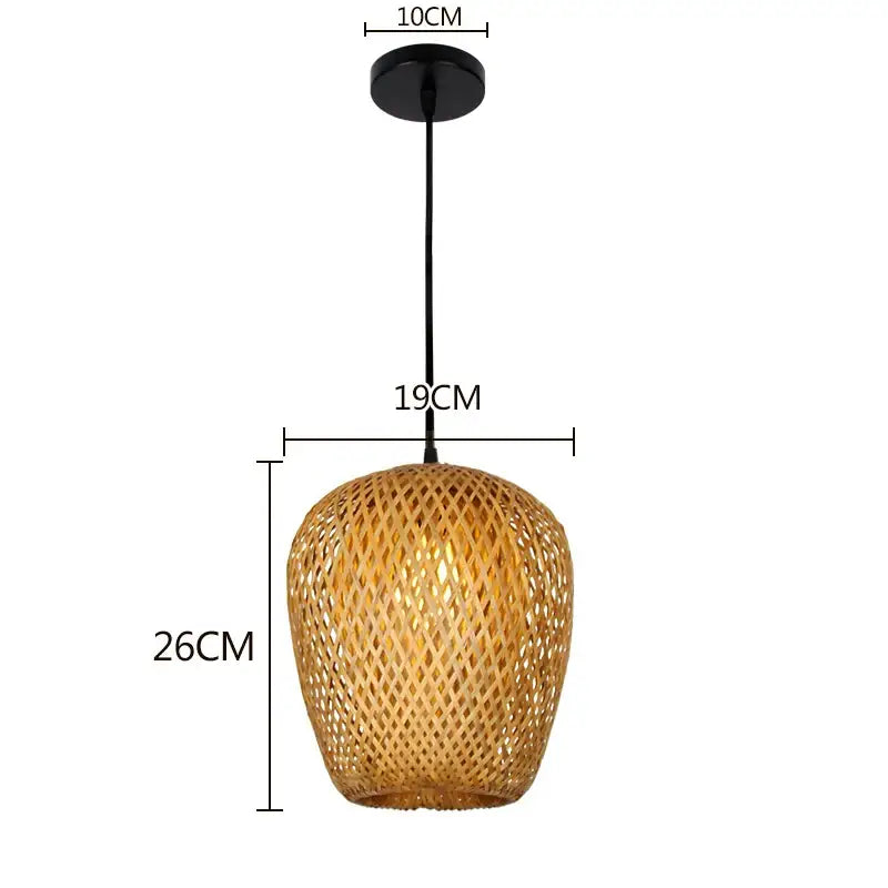 Bamboo Chinese Pendant Light by Decorbites, woven bamboo lattice shade with black cord on Tampa Home & Garden Store