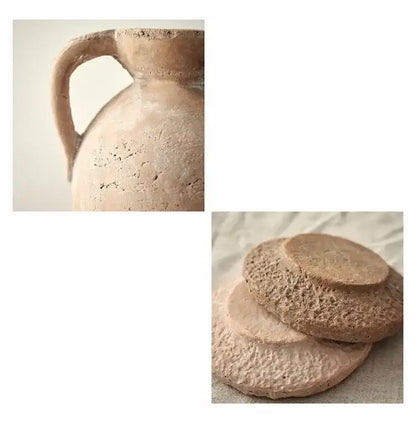 Rustic Terracotta Ceramic Vase and Floral Display