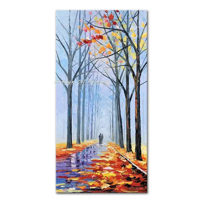 Decorbites poster: vibrant autumn city landscape oil painting tree-lined avenue with leaves on Tampa Home & Garden Store