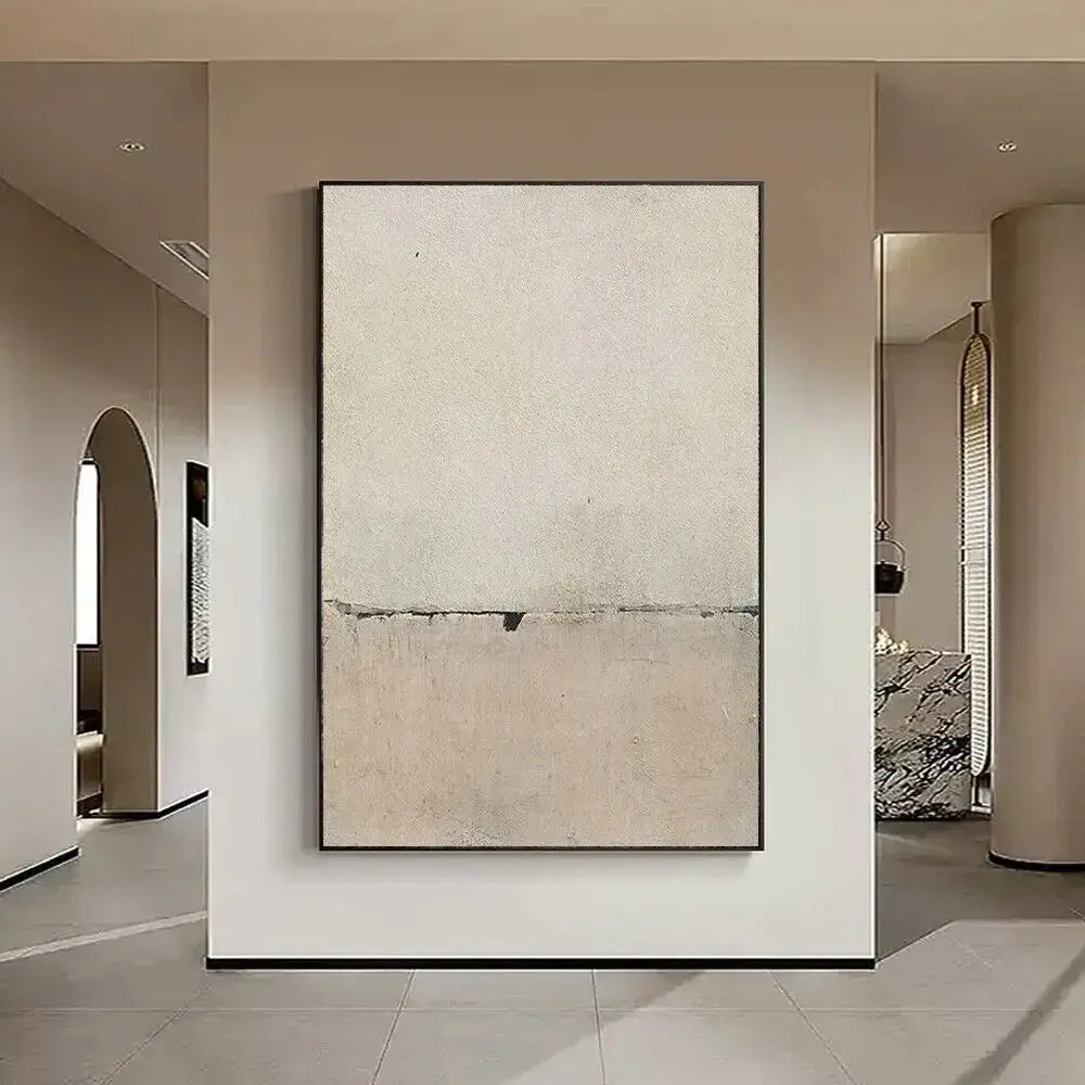 Blue Gold Abstract Wall Art poster by Decorbites, large beige-gray framed wall art on Tampa Home & Garden Store