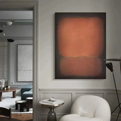 Blue Gold Abstract Wall Art Poster by Decorbites, orange-toned abstract decor on wall on Tampa Home & Garden Store