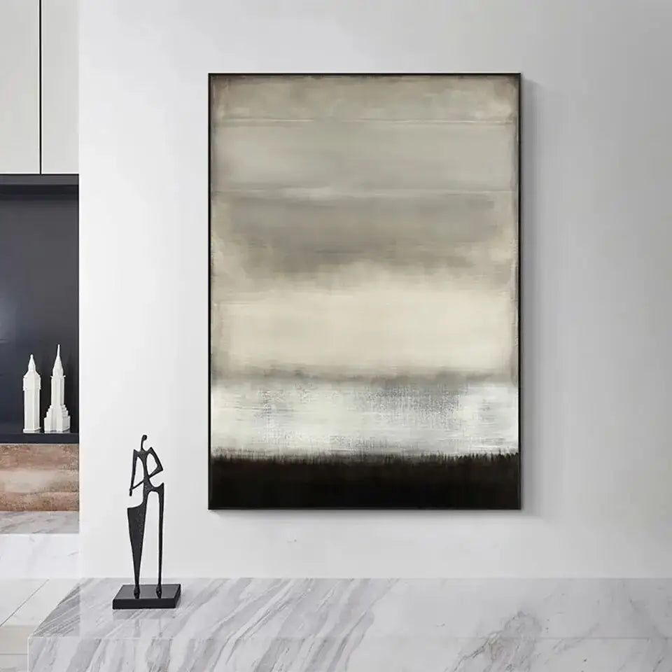Blue Gold Abstract Wall Art poster by Decorbites; grayscale gradient poster on wall on Tampa Home & Garden Store