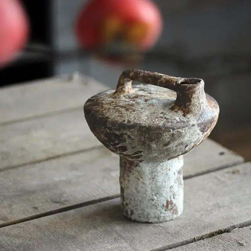 Brown gray ceramic vase by Decorbites, mushroom-shaped textured finish on Tampa Home & Garden Store